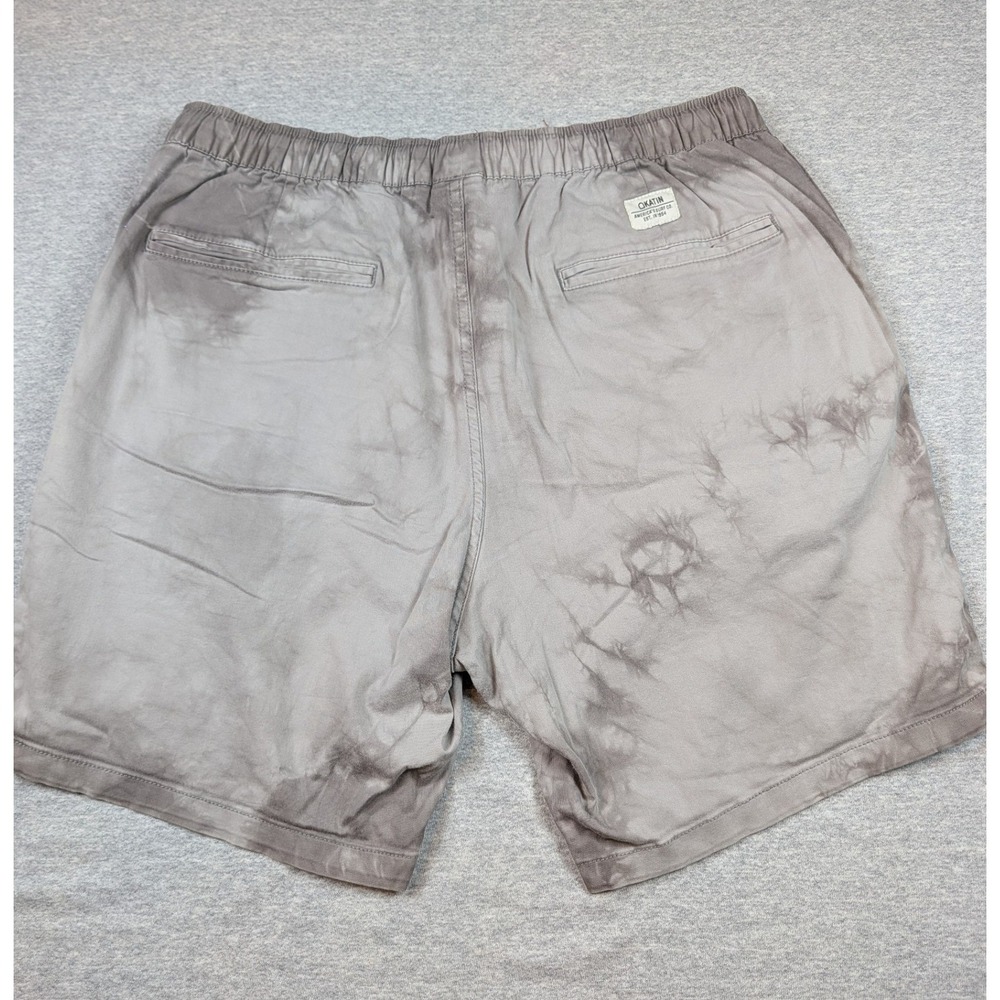 Katin Mens Grey Tie Dye Elastic Waist Drawstring Shorts Size Large LG Cotton